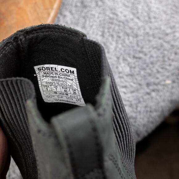 Sorel Joan of Arctic II Boots Women's 9 Black Leather Chelsea Hidden Wedge Shoes - Picture 6 of 8